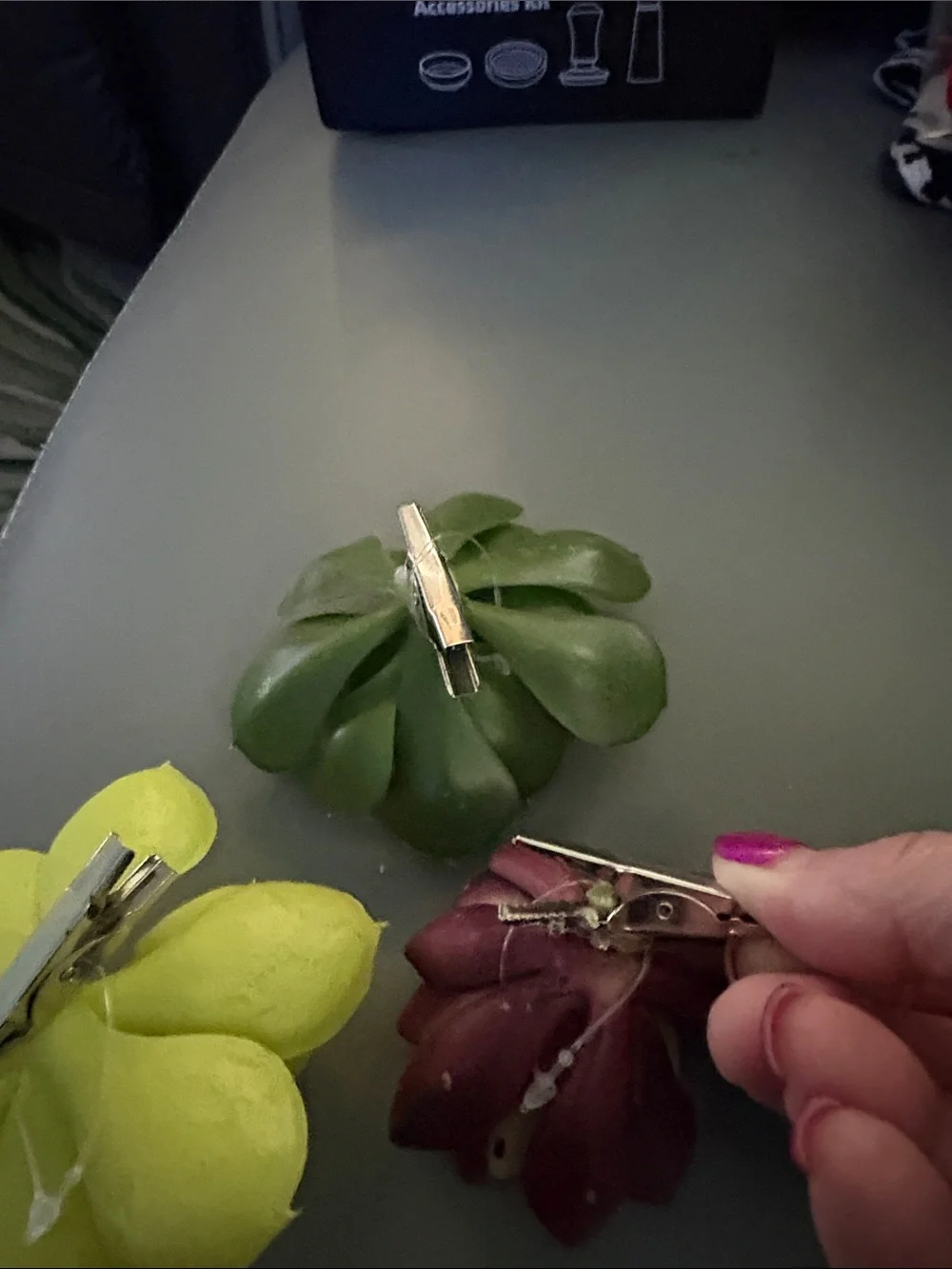 Artificial Succulent Trio - Green, Lime & Burgundy Home Accent clip